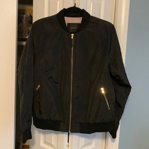 Lane Bryant Black and Pink Bomber Jacket, size 10/12